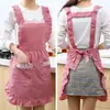 Delantal impermeable y a prueba de aceite de doble capa de moda estilo coreano para cocinar en la cocina, mono lindo estilo princesa, ropa de trabajo para el hogar para mujeres