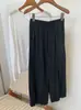 Calça Lanterna Feminina Slim-Fit 2026 Verão Fina Elástica com Cordão Cintura Alta Modelagem Solta com Efeito Drapeado, Comprimento Três Quartos, Cor Sólida, Cintura Alta