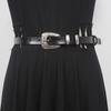 Cinturón negro simple personalizado estilo coreano retro con hebilla tallada accesorios estilo ins moda