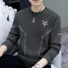 Moletom masculino com gola redonda e estampa, nova coleção primavera/outono, modelagem solta, espessado, manga longa, estilo pullover, moderno e casual, peça básica versátil, moda masculina tendência