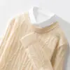 Tricô de Lã com Gola Alta Meia Espessa para Mulheres Tricô 100% Lã Pura Solto e Versátil Emagrecimento Camada Base Tricô de Caxemira Inverno