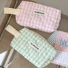 Bubu Rosa Verde Xadrez Bolsa de Cosméticos Bolsa de Higiene Pessoal Macia Portátil Bolsa de Mão Acolchoada Bolsa de Armazenamento de Artigos Diversos