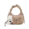 Bolsa plissada elegante e estilosa para mulheres, nova bolsa de moda outono e inverno 2026 para o dia a dia, bolsa pequena tote transversal com corrente