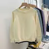 Suéter de Cuello Redondo para Mujer Engrosado Otoño e Invierno 2025 Nuevo Estilo Mangas Raglán Diseño Holgado Tejido de Color Contrastante