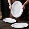 Plato de melamina imitación porcelana, plato ovalado blanco para pescado, plato comercial, vajilla para restaurante.