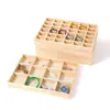 Estante de Exhibición para Joyería de Madera Maciza de Pino con 24 Compartimentos, Bandeja de Rejilla para Almacenamiento de Pulseras, Collares, Joyería, Gran Capacidad, Venta al Por Mayor en Stock