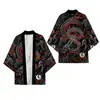 Directo de fábrica capa con tótem de dragón estilo chino marea nacional personalidad cárdigan de punto con plumas capa kimono túnica de siete mangas hombre