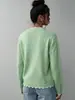 Suéter Nuevo de Otoño e Invierno Europeo y Americano Ropa para Mujer Amazon Cárdigan de Punto Informal con Borde Ondulado Chaqueta de Manga Larga Top para Mujer