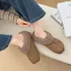 Pantuflas de Piel con Suela Gruesa y Punta Cerrada para Mujer 2026, Para Usar en Exteriores, Mocasines Retro, Nuevas Pantuflas de Piel de Invierno, Versátiles