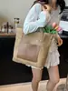 Bolsa grande de palha trançada para mulheres, novo modelo da primavera de 2025, bolsa para férias na praia, bolsa tote de ombro trançada fashion