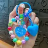 Colgante Llavero Corazón de Cuentas de Colores para Mujer, Lindo Accesorio para Bolso, Llavero de Coche, Pequeño Regalo al por Mayor