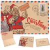 Tarjeta de felicitación navideña de piel de vaca retro, tarjeta de regalo de Navidad, linda tarjeta plegable de dibujos animados, tarjeta con mensaje de bendición con sobre