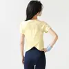 Camiseta Feminina de Manga Curta para Yoga com Recorte em Tela, Barra Cruzada nas Costas, Modelagem Solta, Secagem Rápida, Respirável, para Fitness e Corrida, Verão