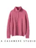 26 Nuevo Otoño/Invierno 100% Cachemira Cuello Semi Alto Medio Cremallera Tejido Hilo Puntado Manga Larga Suéter de Cachemira Top