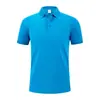 Camiseta polo de color sólido pesado camiseta logo impreso algodón de imitación fina 215g solapa pesada overol Paul manga corta