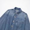 Comércio exterior atacado outono novo feminino lapela abotoamento simples bolso manga longa efeito amassado Jeans macacão longo