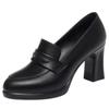 Zapatos de Tacón Alto para Mujer 2025 Primavera y Otoño Nuevo Estilo Zapatos Negros de Trabajo Versátiles Tacón Grueso Zapatos de Piel Zapatos para Ir al Trabajo Mamá Zapatos de Salón