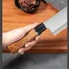 Cuchillo para rebanar de acero inoxidable con mango octagonal, Cuchillo Santoku con mango de veta de madera, Cuchillo de cocina para el hogar, Cuchillo para frutas, Cuchillo de chef estilo japonés, Acero fino