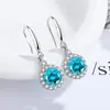 Pendientes Azules de Diamante de Lujo Ligero de Gama Alta Estilo Vintage Europeo y Americano con Diseño Retro y Temperamento Único