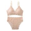 Conjunto de Sutiã e Calcinha de Renda Sexy com Decote Profundo, Forro de Algodão Puro Amigo da Pele na Virilha, Tecido que Absorve a Umidade, Lingerie Push-Up Estilo Francês para Mulheres