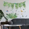 Novos Adesivos de Parede de Plantas Tropicais Verdes e Flores Borboletas para Sala de Estar e Quarto Parede de Fundo Decoração de Casa Adesivos de Parede Autoadesivos