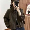 Chaqueta de estilo retro, corte holgado, cuello alto para mujer, nueva colección de otoño 2026, top corto, chaqueta de trabajo, atuendo de otoño