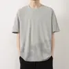 Camiseta Masculina de Verão Nova com Gola Redonda e Manga Curta, Cor Sólida, Estampada, Alta Qualidade, Casual, Solta, Moderna, Camiseta Top Versátil