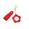 Llavero Creativo Simple Color Caramelo Flor Espejo Flor de Cuero Espejo Redondo Antiperdido Joyería para Bolsa Cuerda para Llaves