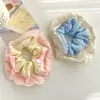 Goma para el pelo de encaje floral con lazo, estilo coreano, estilo pastoral fresco, goma para el pelo de tela suave