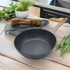 Panela Rasa Panela Antiaderente Wok Doméstico Panela de Bife Imitação Fundida Frigideira Funda Panela de Pedra Medicinal Fundo para Fogão de Indução