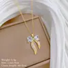 [Acero de Titanio] Lazo Amor Diamante Completo Lujo Ligero Temperamento Collar Magnífico Diamante Completo Cadena Clavícula Acero de Titanio para Mujer