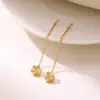 Colgante de Trébol de Cuatro Hojas Estrella Mariposa Borla Hilo para Oreja Moda Popular Europea y Americana para Mujer Diseño Sencillo Joyería Pendientes Accesorios
