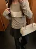 Coleção de outono MZI STUDIO: Retrô estilo coreano, caimento solto, look duas peças com colete curto combinado com camiseta de manga longa, estilo 13536