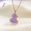 Conjunto de collar y pulsera de calabaza con concha morada incrustada de diamantes y chapado en oro, mismo estilo que la Tienda de Oro Puzo, para mujer, nuevo conjunto de joyería de alta gama estilo chino