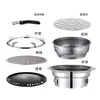 Grelha de Churrasco, Fogareiro para Fazer Chá, Conjunto Completo de Fogareiro a Carvão Sem Fumaça, Grelha Doméstica para Exterior, Fogo a Carvão
