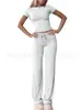Comércio exterior transfronteiriço moda feminina europeia e americana 2024 primavera e verão temperamento cor sólida gola redonda urbano casual moda conjunto