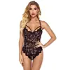 Ropa Interior Erótica de Encaje Fan Lei Primavera Verano Europeo y Americano con Cuello Halter Sexy Body de Pierna Abierta para Mujer