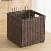 Cesta de Almacenamiento Cuadrada Plegable Tejida para Artículos Varios Ropa Gabinete de Rejilla Tejida Caja de Almacenamiento para Organización de Artículos Varios Cesta de Almacenamiento
