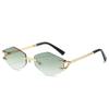 Gafas de Sol sin Marco con Gancho de Garra Europeo y Americano Transfronterizas 2025 Nuevas Gafas de Sol Poligonales Personalizadas Gafas de Sol de Alta Gama Modernas