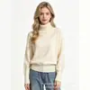 Suéter casual simple de estilo europeo y americano transfronterizo para mujer, nuevo jersey versátil de cuello alto holgado para otoño e invierno