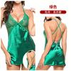 Lencería Sexy de Comercio Exterior Europeo y Americano, Camisón Sexy de Imitación Seda de Hielo con Tirantes Cruzados en la Espalda, Set Sexy