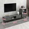 Mueble de TV retráctil moderno minimalista para salas de estar pequeñas, patas simples de madera maciza, mueble de TV de pie y mesa de centro