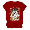 Amazon eBay sitio independiente de moda y único para mujer camiseta de manga corta con cuello redondo de flor fantasma murciélago