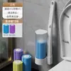 Escova de Banheiro Descartável para Banheiro Doméstico, Escova de Limpeza de Vaso Sanitário Montada na Parede com Cabeça de Escova Substituível