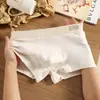 Ropa interior de algodón puro para hombre de otoño e invierno, color liso, suave y cómoda, calzoncillos tipo bóxer de cuatro esquinas para adolescentes, holgados, de cintura media