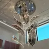 Luz Criativa em Escada Duplex Loft em Formato de Folha Grande, Lustre de Cristal para Hall de Hotel, Luminária Pendente de Luxo para Villa com Teto Alto