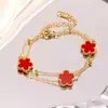 Pulseira de aço titânio Griz não desbota, vendida em alta no exterior, para mulheres, pulseira de trevo de quatro folhas, estilo Ins, personalidade, galvanização a vácuo 18K