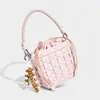 Bolso de Cubo Tejido Hueco con Cordón de Diseño de Nicho para Mujer Moda Primavera/Verano 2026 Bolso de Mano Versátil Bolso de Hombro Cruzado