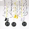 Festa de Aniversário Decorações Espirais Penduradas de PVC com 12 Peças para 30º, 40º, 50º, 60º Aniversário Decoração de Ambiente Pingentes Internos