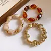 Pulsera Geométrica Irregular Retro Europea de Acrílico Alta Elasticidad Moda Simple Pulsera de Muñeca Lujo Ligero Sensación de Alta Gama Joyería para Manos